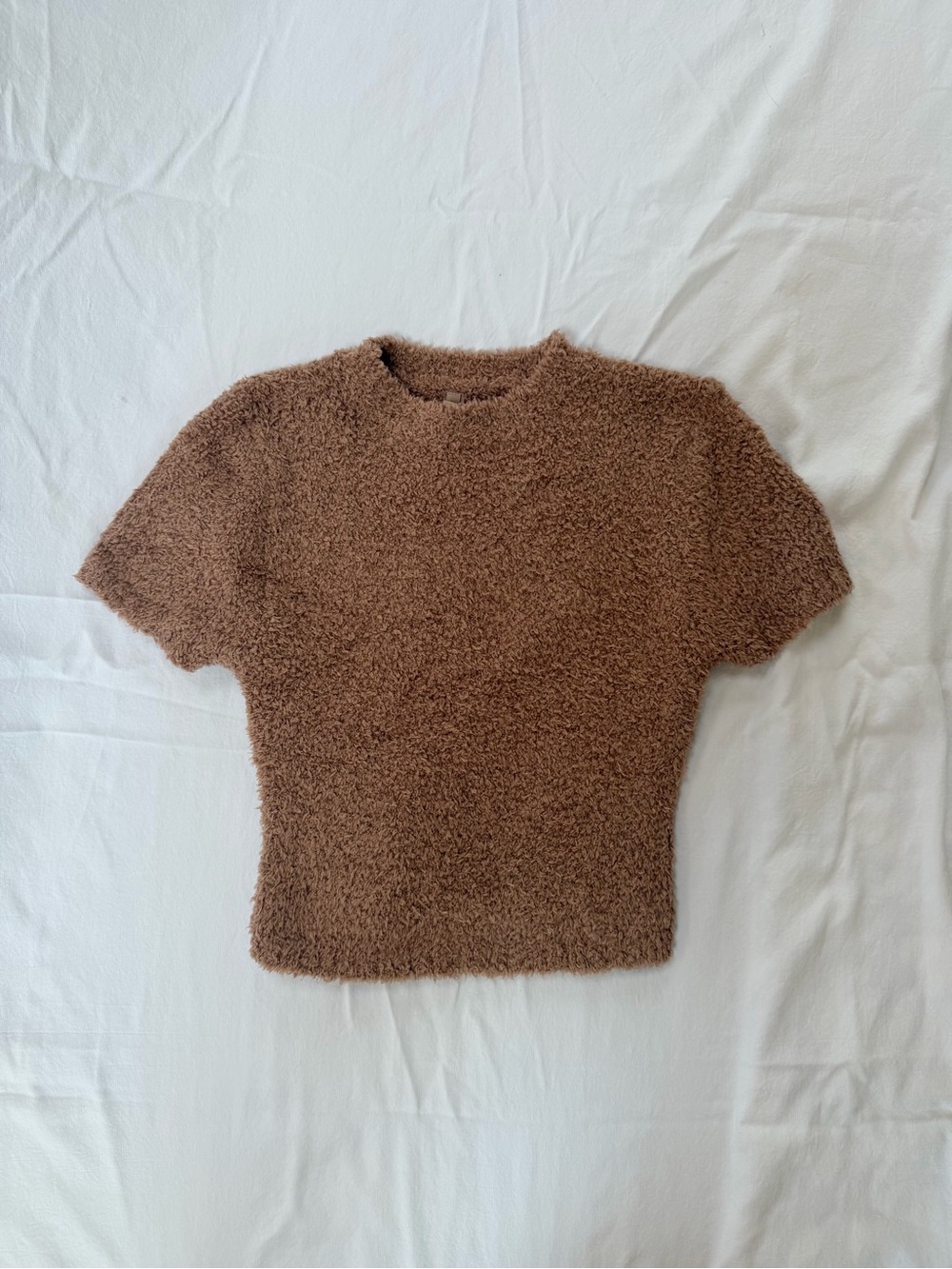 SKIMS NWT Short-Sleeve Cozy Knit Top in Brown